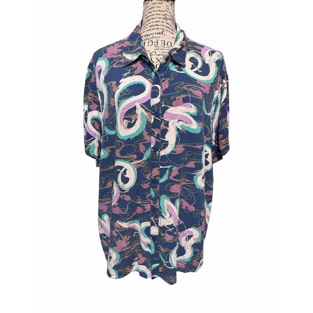Her Universe Shirt Womens Size 1 Spirited Away Haku Button Front Whimsical